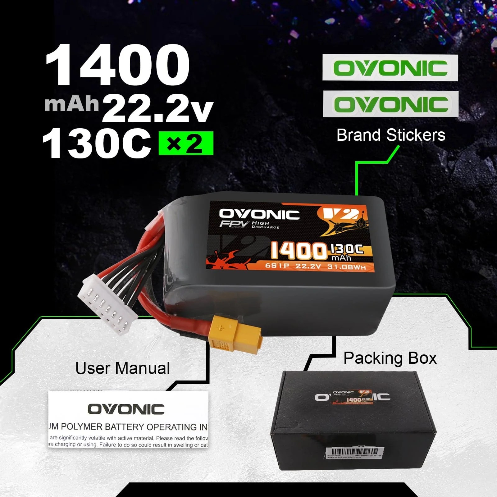 Ovonic 6S 1400mAh 130C LiPo Ba - Walksnail Avatar Hd Goggles X ulasan dan harga